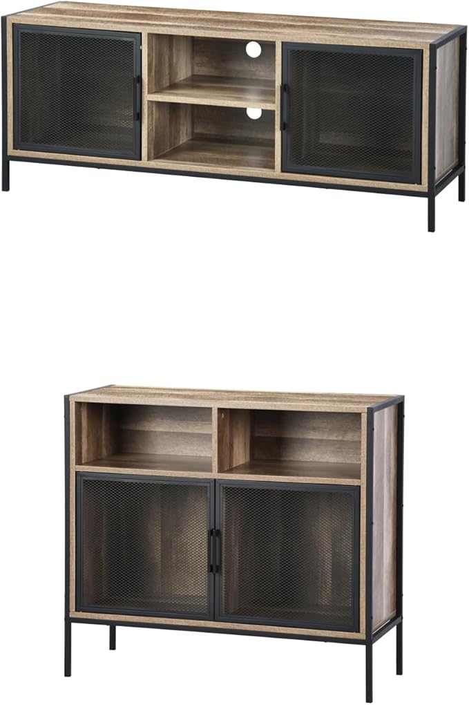 Vitrina Buffet Industrial con Puertas Metálicas y Repisas de Almacenamiento