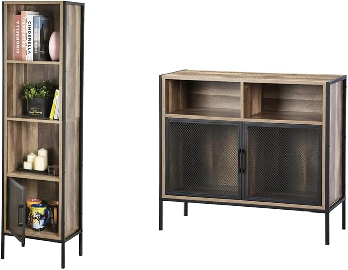 Vitrina Buffet Industrial con Puertas Metálicas y Repisas de Almacenamiento