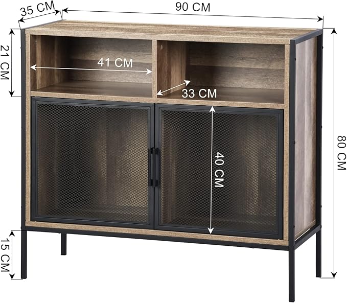 Vitrina Buffet Industrial con Puertas Metálicas y Repisas de Almacenamiento