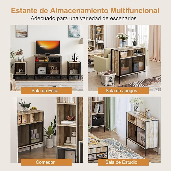 Vitrina Buffet Industrial con Puertas Metálicas y Repisas de Almacenamiento