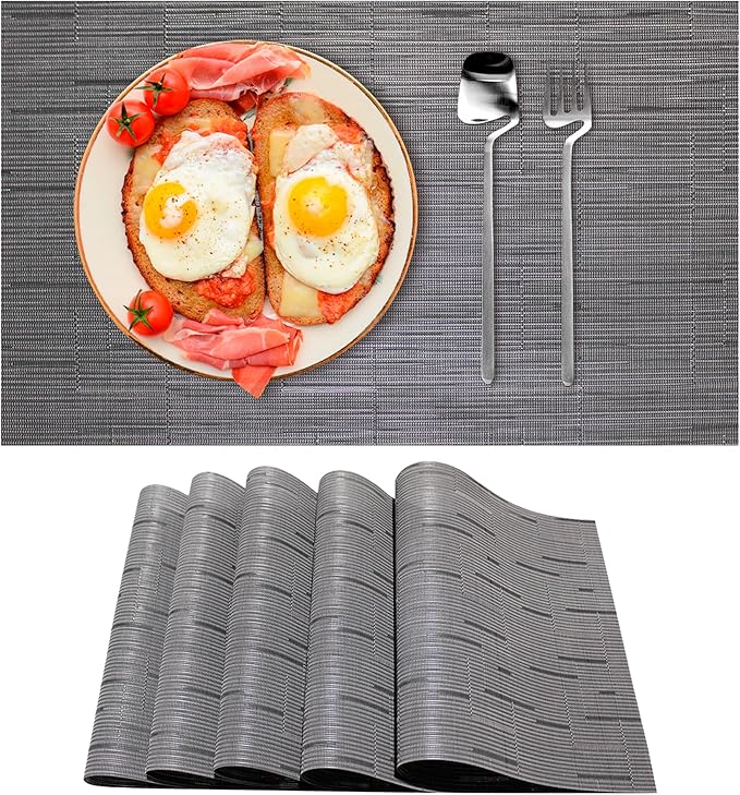 15 Manteles Individuales Gris – PVC Lavable 45×30 cm