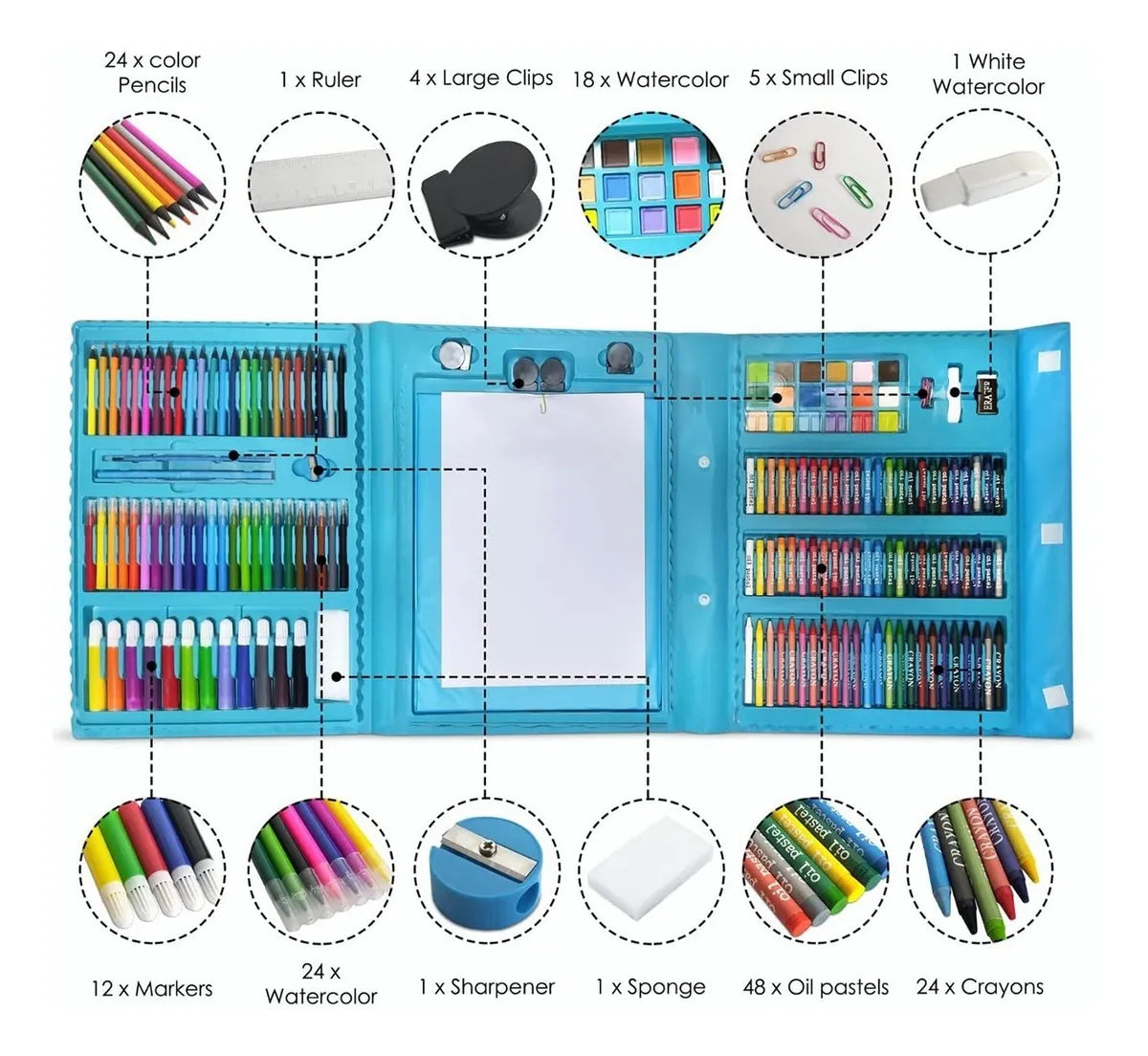 208 Kit Acuarela Lápices Niños Kit De Dibujo Y Pinturas