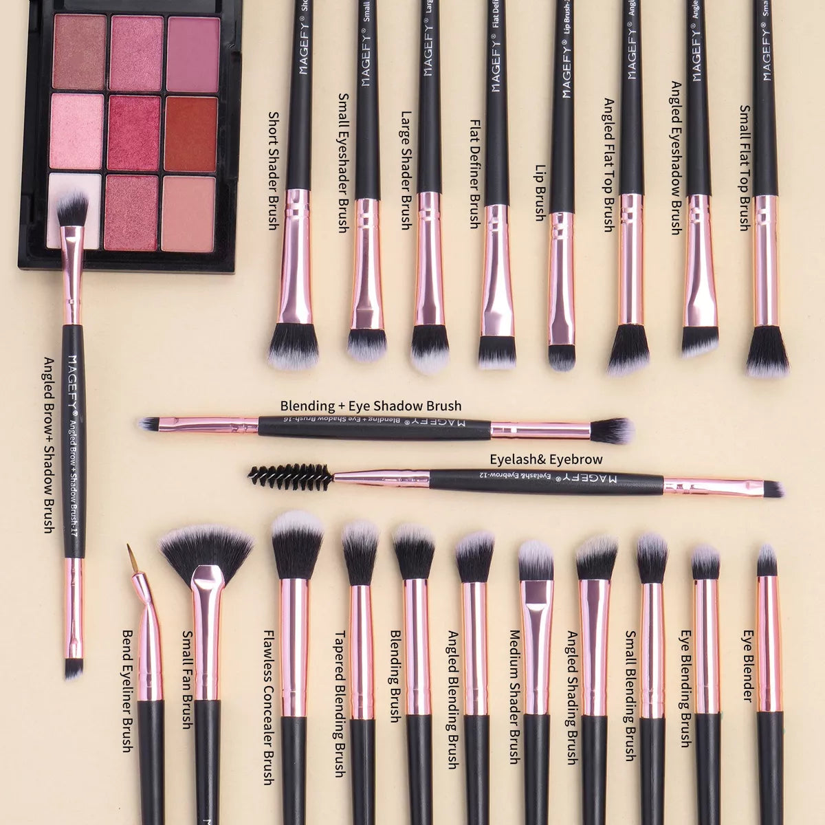 28 Brochas De Maquillaje Profesional y Estuche