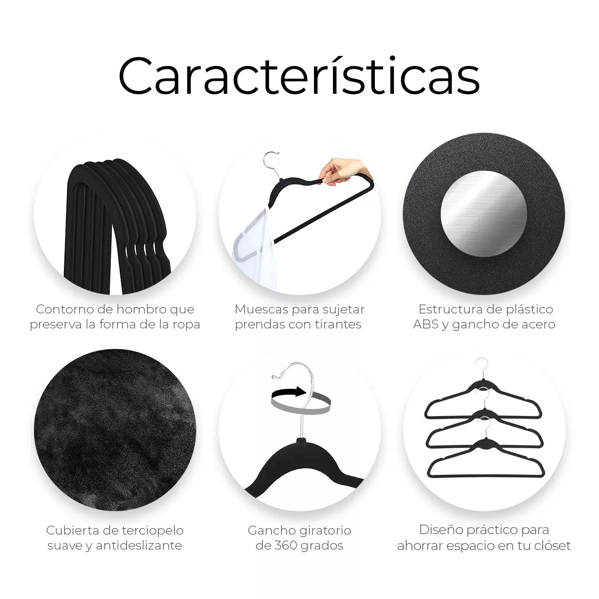 50 Ganchos De Terciopelo Antideslizantes