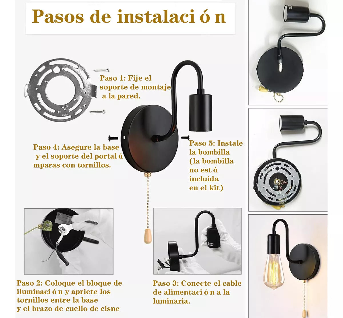 2pz Vintage Lámpara De Pared Decorativa Exterior Intercordón
