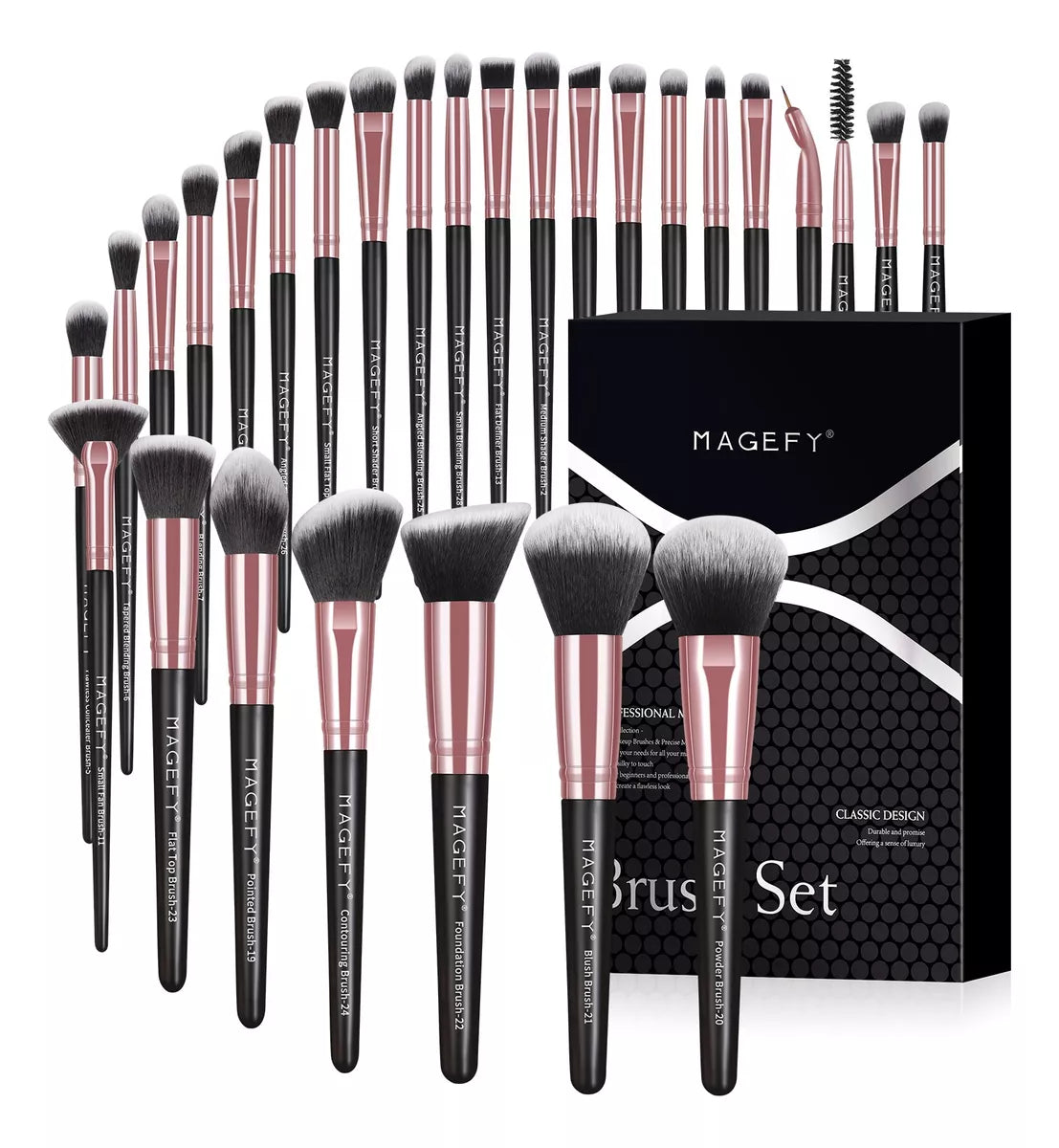 28 Brochas De Maquillaje Profesional y Estuche