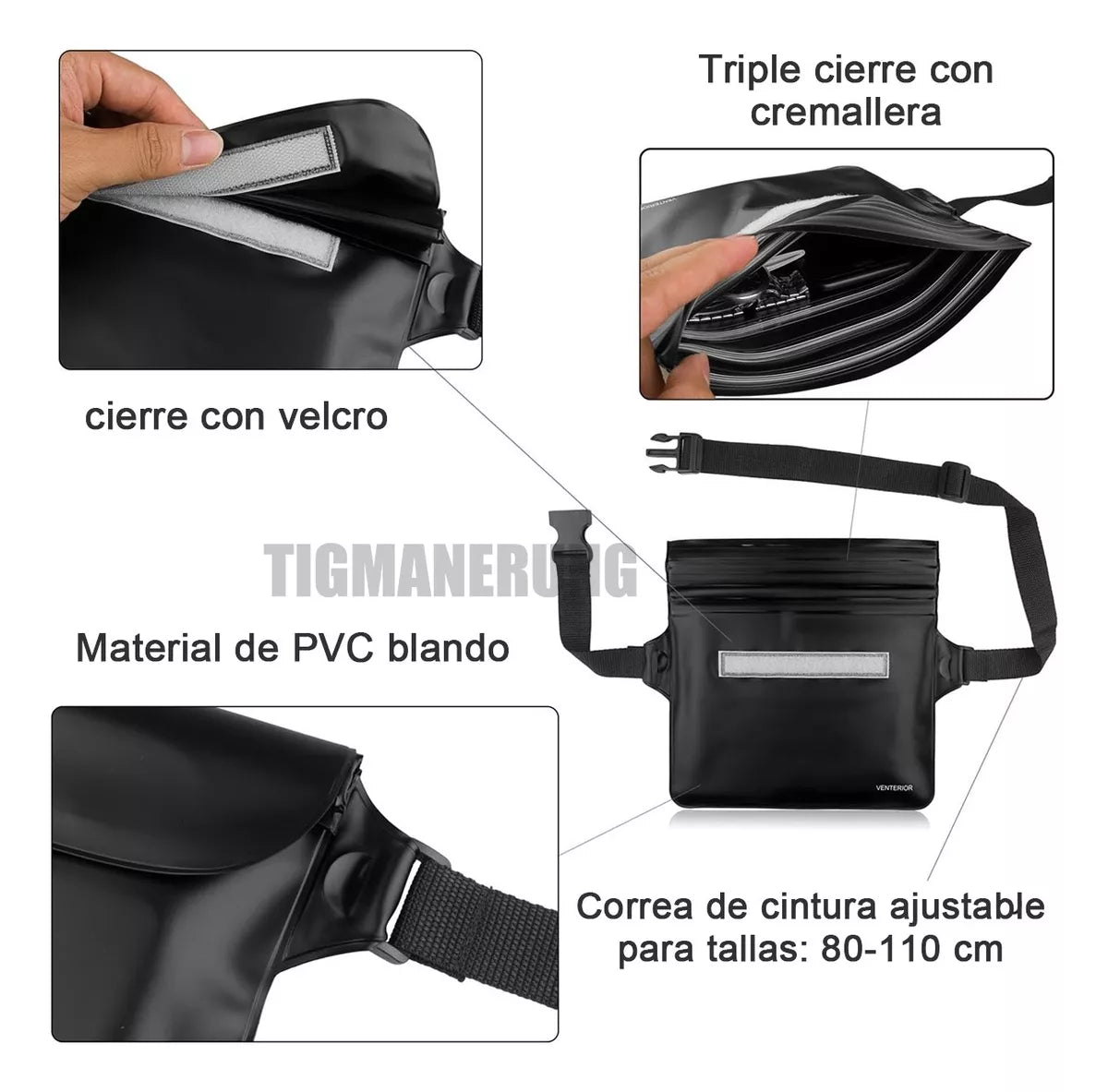2pz Funda Bolsa Impermeable Para Celular + Cangurera 6,7puLG