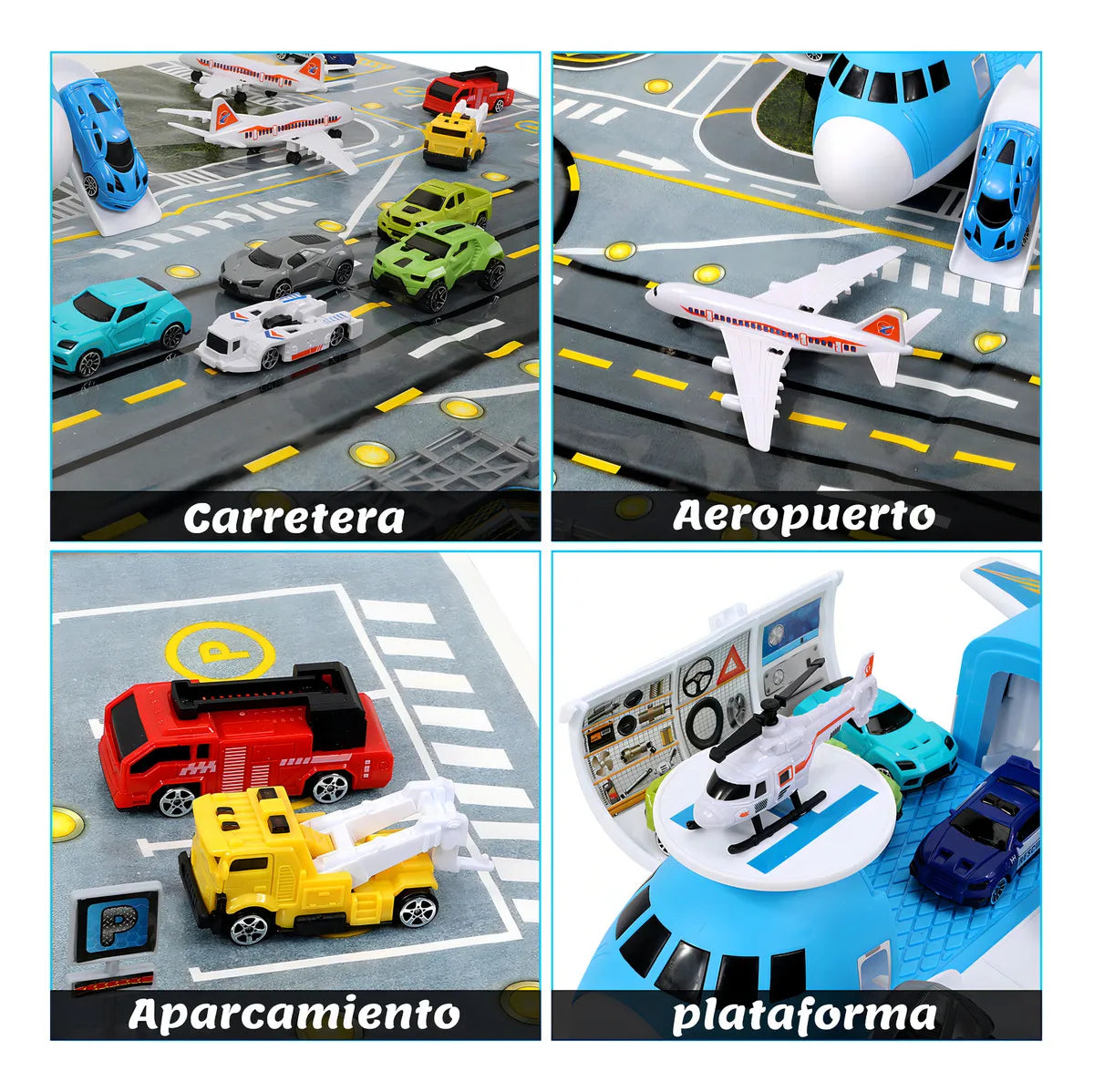 Avión Transportador con 12 Autos y Helicóptero