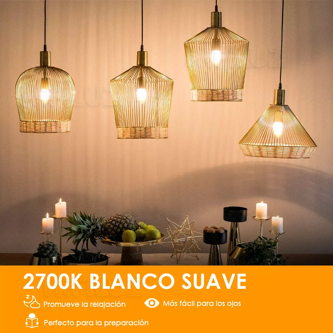 6PC Bombilla Focos Led Edison Vintage De Cristal Luz Blanco cálida Brillante Luces Para Hogar 2700K E12 Focos ahorradores serie de focos vintage regulable