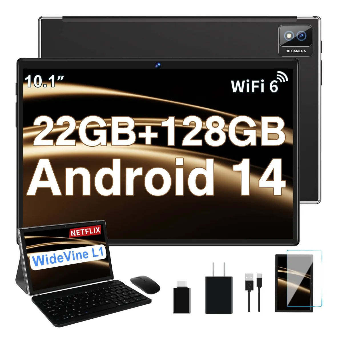 Android 14 Tablet 10.1 22+128gb 5g 8000mah Con Teclado Ratón