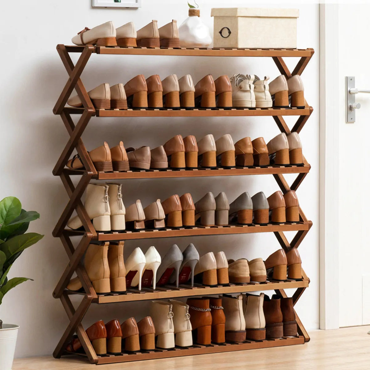 Zapatera de Bambú de 6 Niveles – Organización Natural y Elegante para tu Hogar
