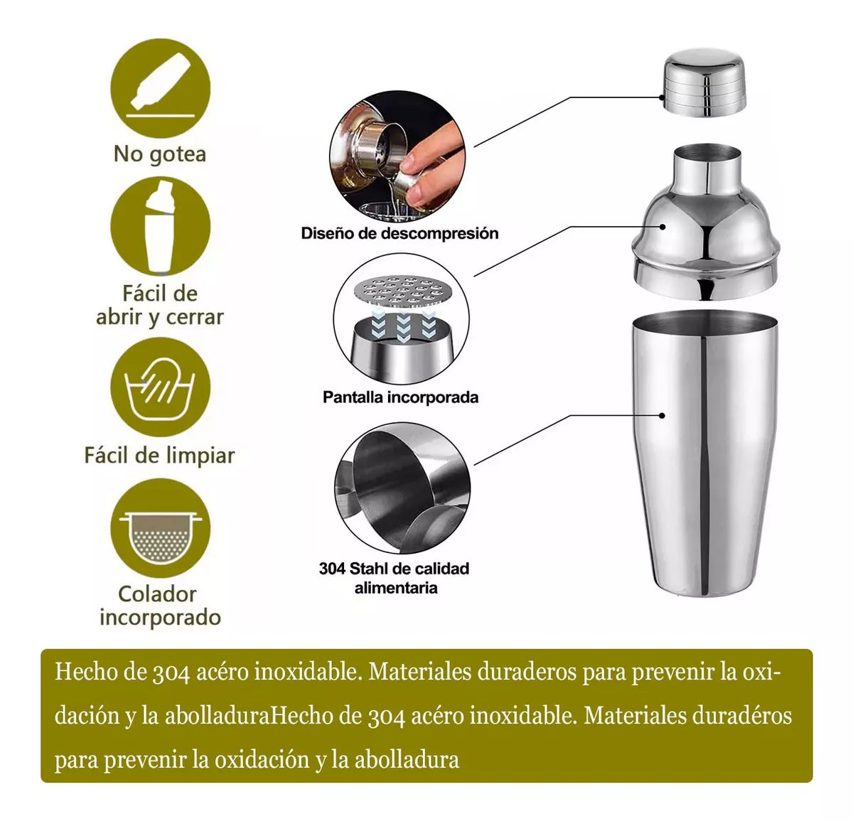 7pzs Cóctel Herramienta De Coctelería Flair, 550ml Shake Cup