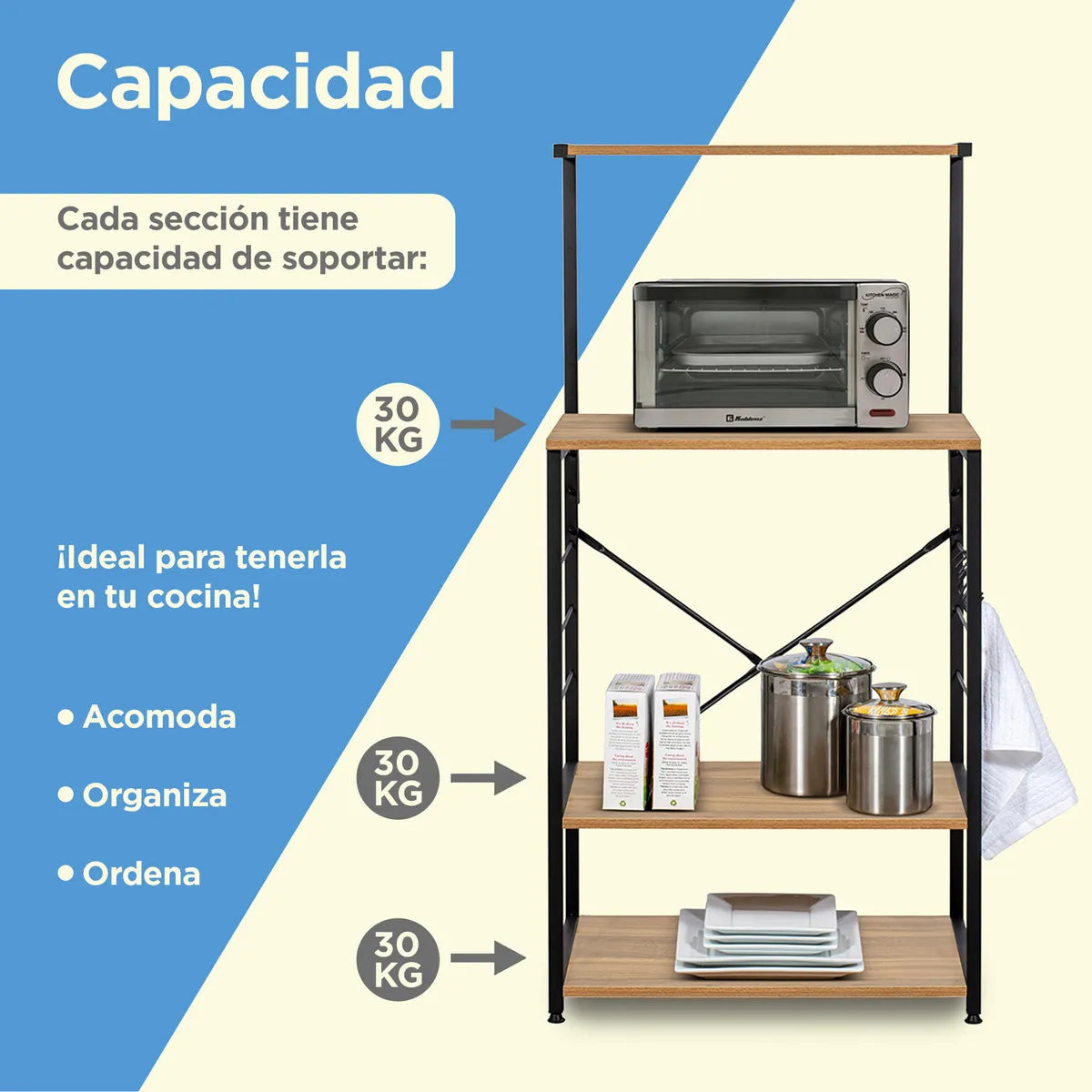 Alacena Organizador de Cocina Marrón – Estante Multifuncional para Microondas, Horno y Más