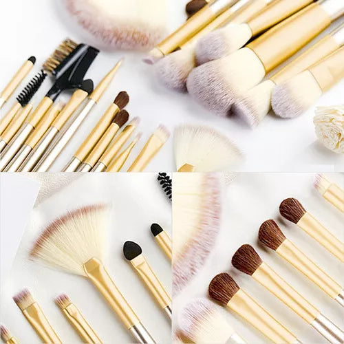 24 Brochas Pincel De Maquillaje y bolsa Blanco
