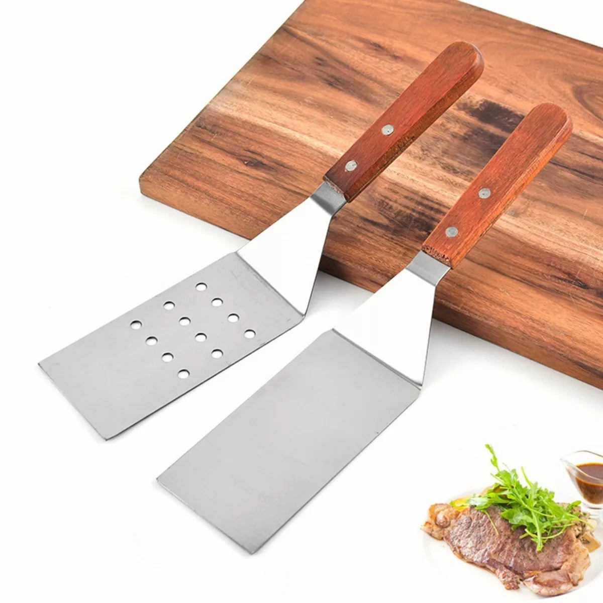 5pcs Espatula Volteadora Cocina Plancha Acero Inoxidable