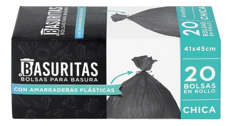 80 Bolsas de Basura Chicas Basuritas 41x45cm Pack 4x20 – Prácticas y Resistentes