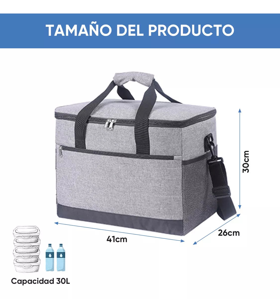 30l Mochila Hieleras Bolsa Termica Portatil Impermeable Gris