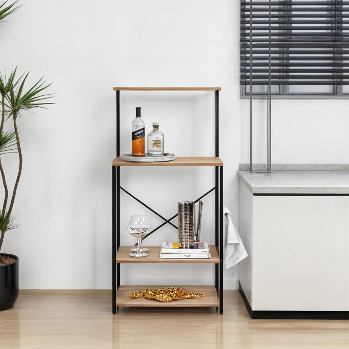 Alacena Organizador de Cocina Marrón – Estante Multifuncional para Microondas, Horno y Más