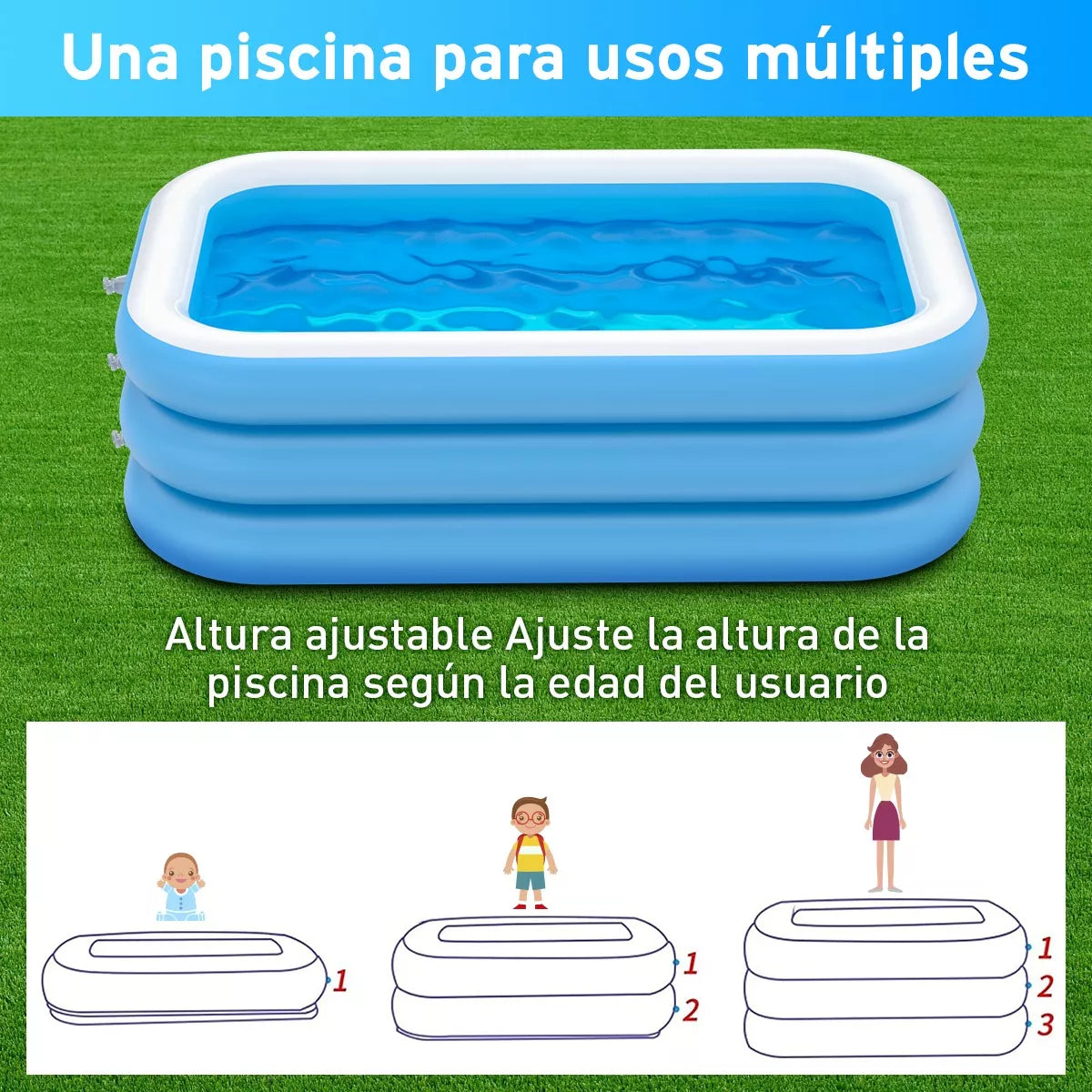 Alberca Inflable Grande 3 Metros – Ideal para Niños y Adultos