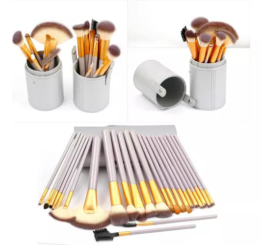 24 Brochas Pincel De Maquillaje y bolsa Blanco