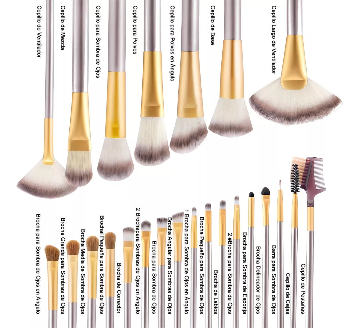 24 Brochas Pincel De Maquillaje y bolsa Blanco