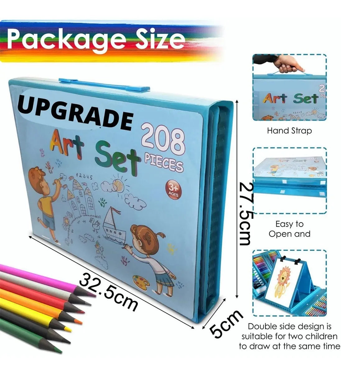 208 Kit Acuarela Lápices Niños Kit De Dibujo Y Pinturas