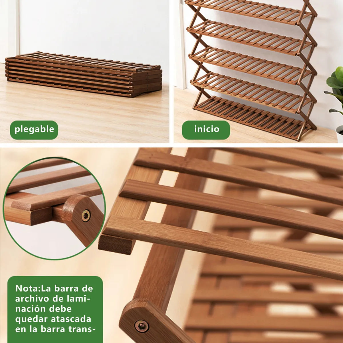 Zapatera de Bambú de 6 Niveles – Organización Natural y Elegante para tu Hogar