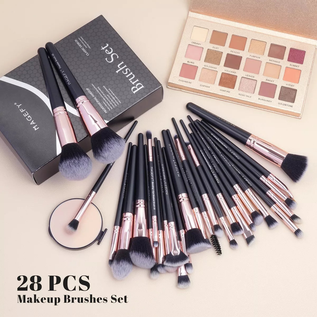 28 Brochas De Maquillaje Profesional y Estuche