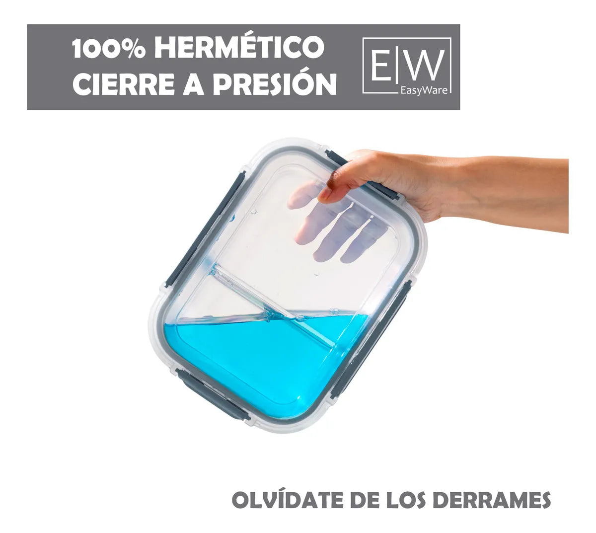 4 Contenedores Grandes con Divisiones de Vidrio Herméticos