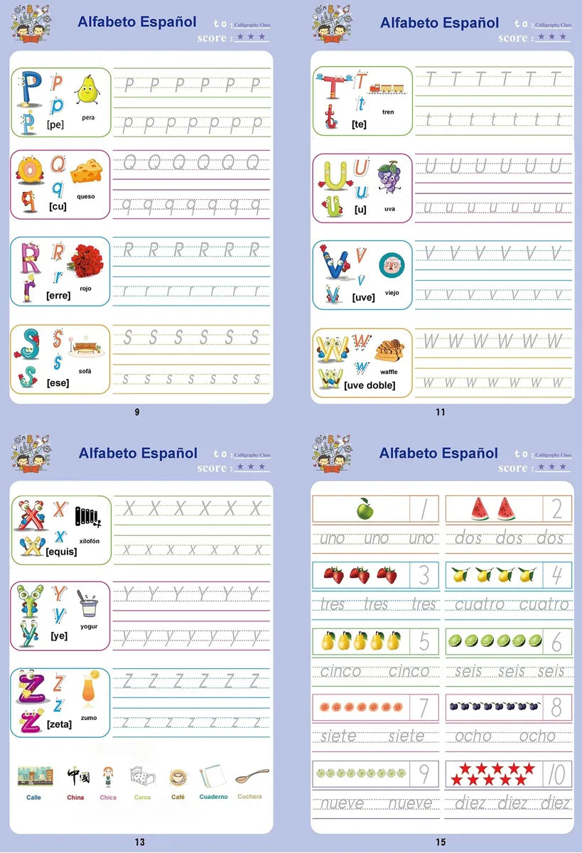 4 Cuadernos De Caligrafía Reutilizables Español+20 Repuestos