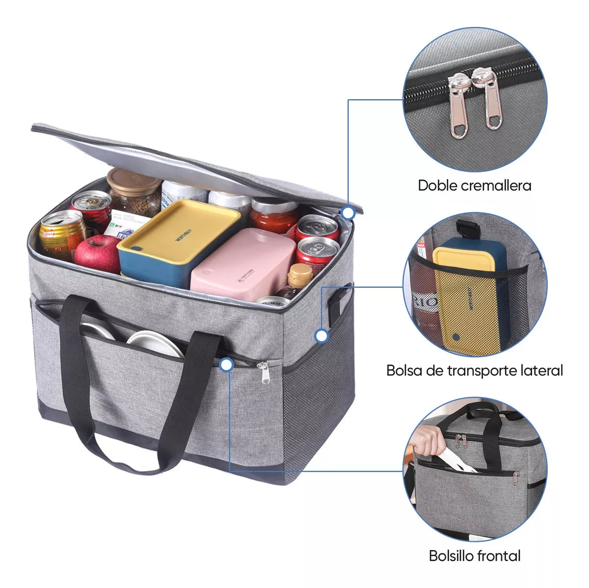 30l Mochila Hieleras Bolsa Termica Portatil Impermeable Gris
