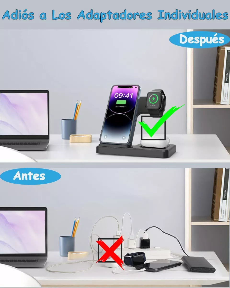 3 En 1 Soporte Carga Inalámbrico