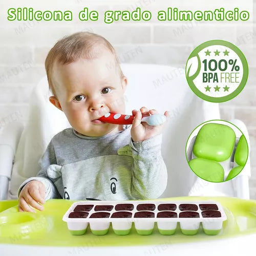 4 Moldes De Silicona Para Cubos De Hielo Bandeja Tapa