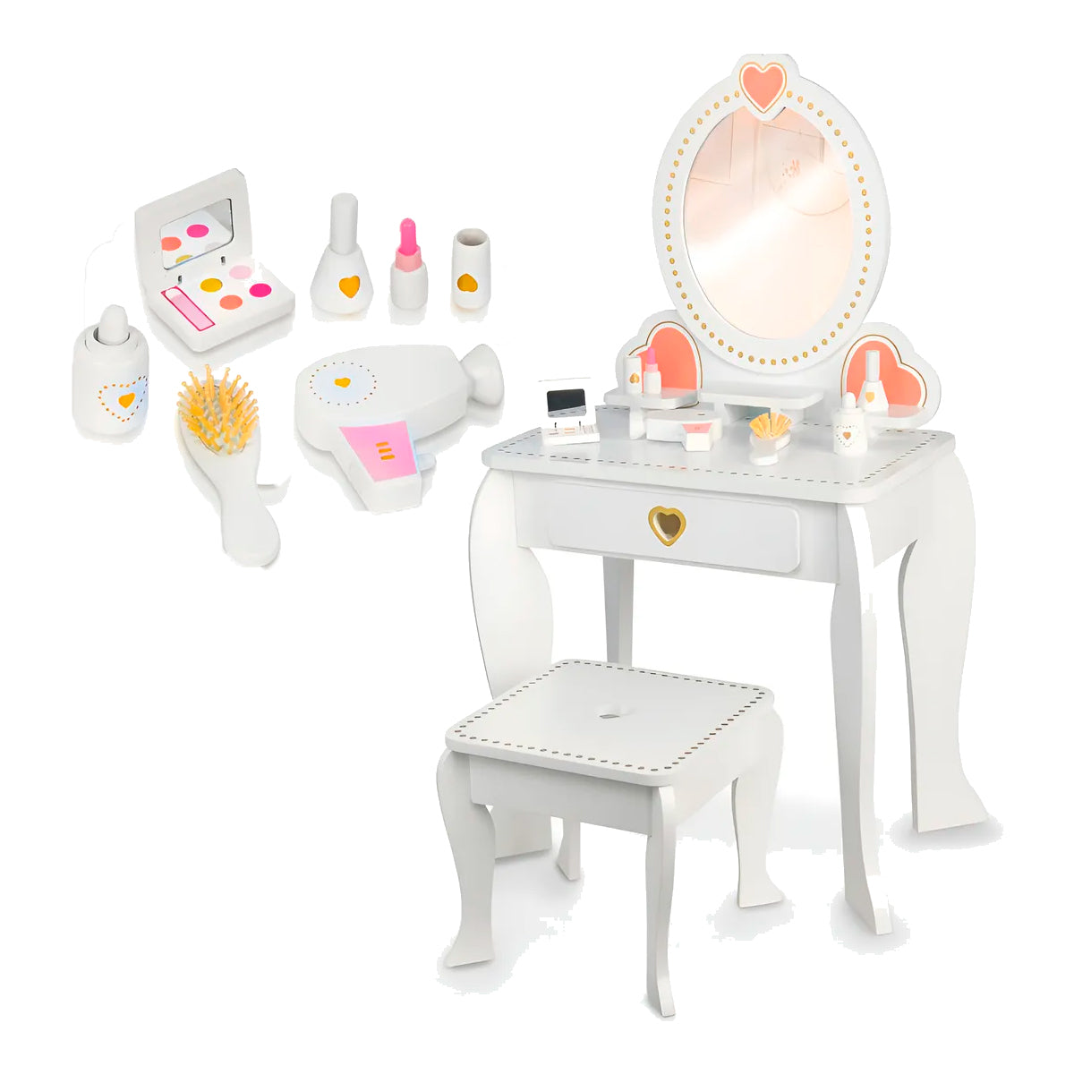 Tocador de Madera con Juego de Maquillaje Infantil