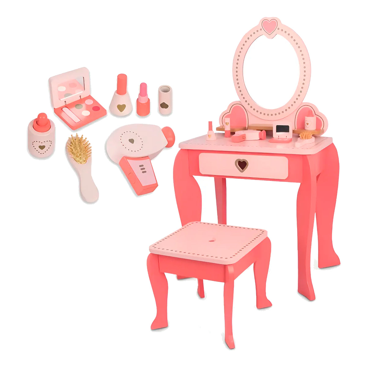 Tocador de Madera con Juego de Maquillaje Infantil