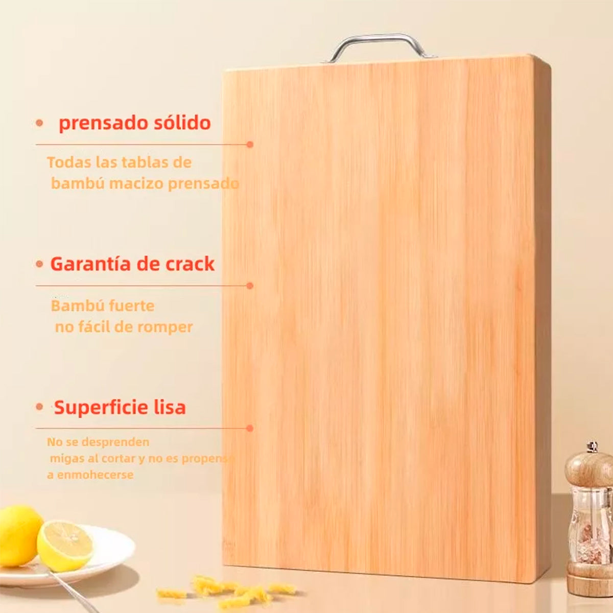 3pz Tabla De Bambú Madera Para Picar Alimentos Asa 38x28 34x24 30x20 Fácil Limpieza E Higiene Cómodo Diseño De Suspensión Duradera Y Resistente