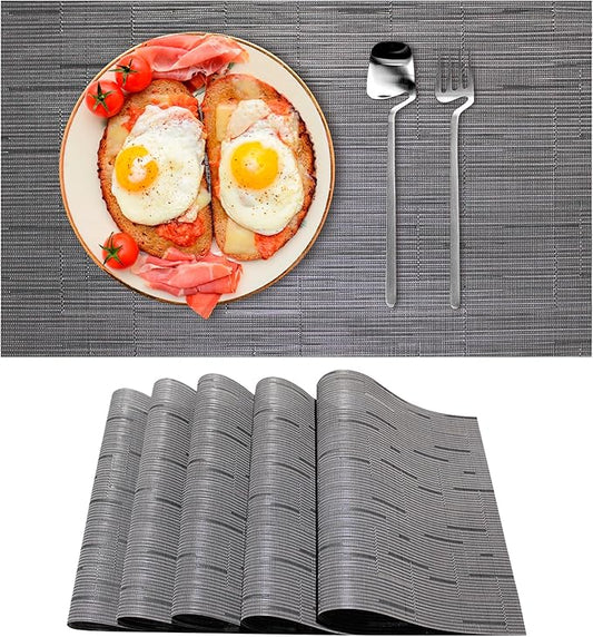 15 Manteles Individuales Gris – PVC Lavable 45×30 cm