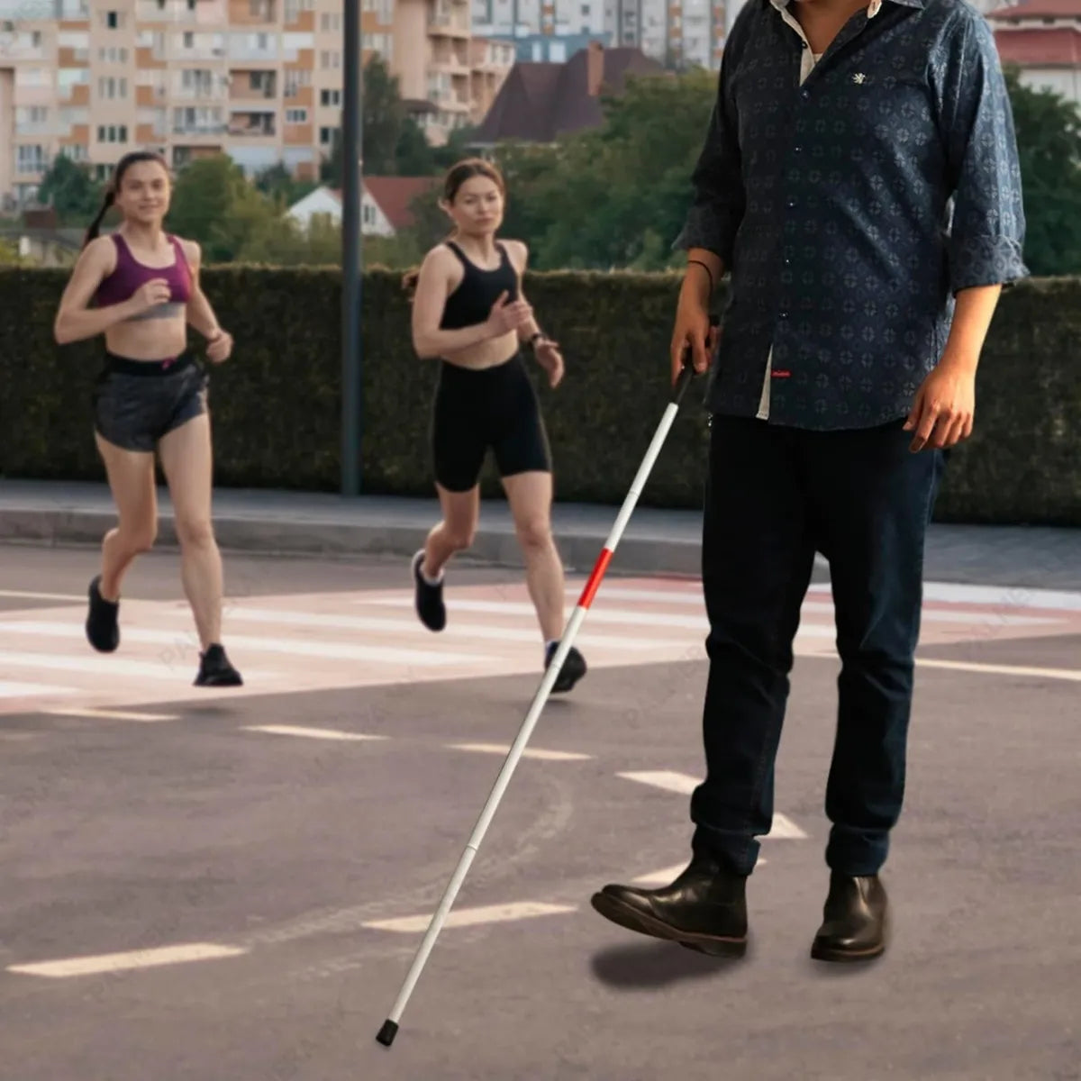 Bastón Plegable para Invidente con Sección Reflectante – Ajustable y Ligero