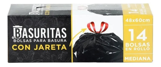 28 Bolsas de Basura Medianas Basuritas 48x60 cm – Pack 2x14