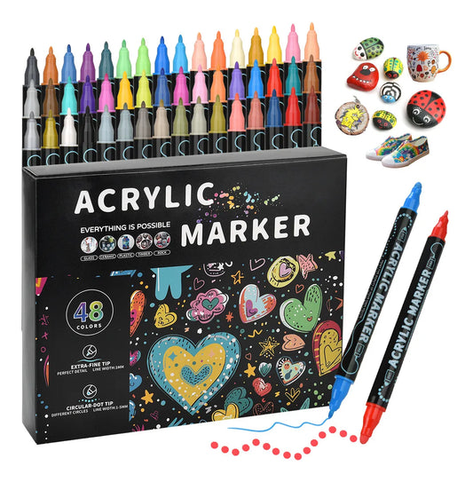 48 Colores Plumones Acrílicos Marcadores Arte Punta 1mm Fino Resistente De Pintura Diamantes Kit Para Familia Para Colorear Madera Piedra Vidrio Plástico Metal Caucho Lienzo Superficies