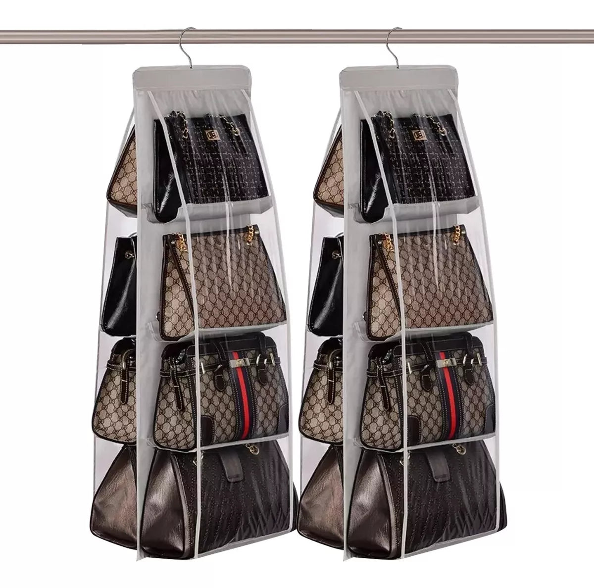 2 Pcs Organizador Colgantes Para Bolsos Con 8 Compartimentos Color Gris