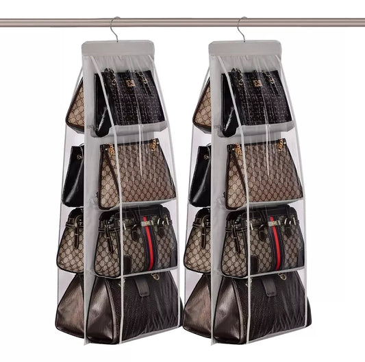 2 Pcs Organizador Colgantes Para Bolsos Con 8 Compartimentos Color Gris