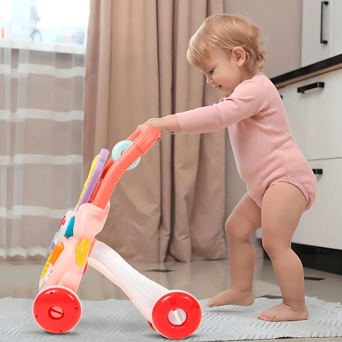 Andadera Musical 3 en 1 Kiddos – Caminadora, Tablero Didáctico y Mesa de Dibujo