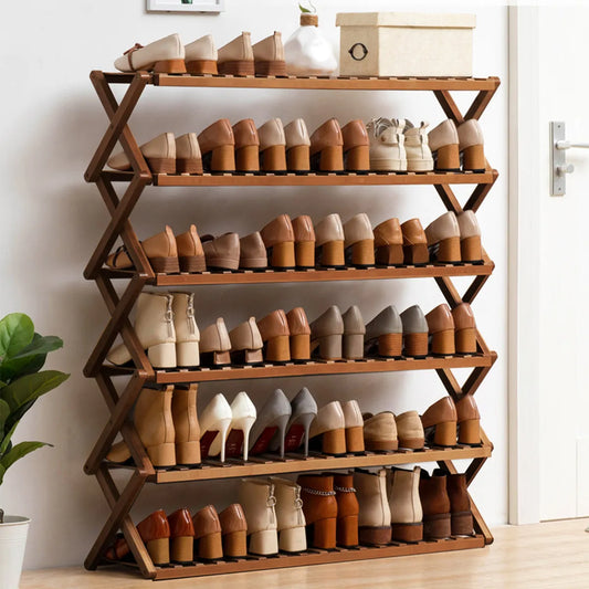 Zapatera de Bambú de 6 Niveles – Organización Natural y Elegante para tu Hogar