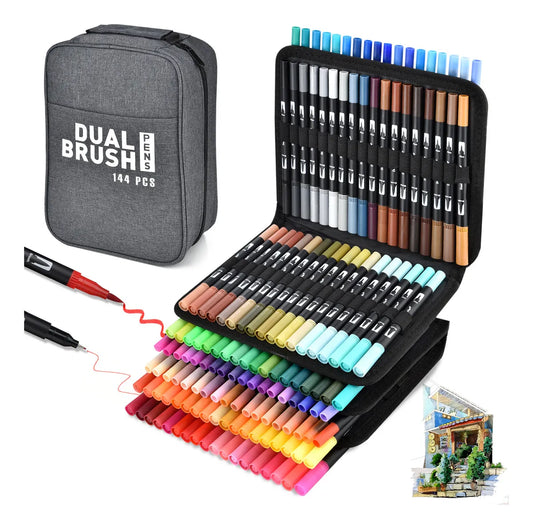 144 Colores Plumones Doble Punta Pencil Marcadores A Base De Agua No Toxico