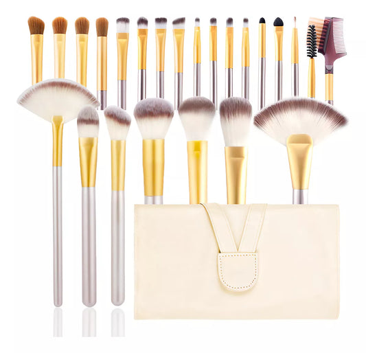 24 Brochas Pincel De Maquillaje y bolsa Blanco