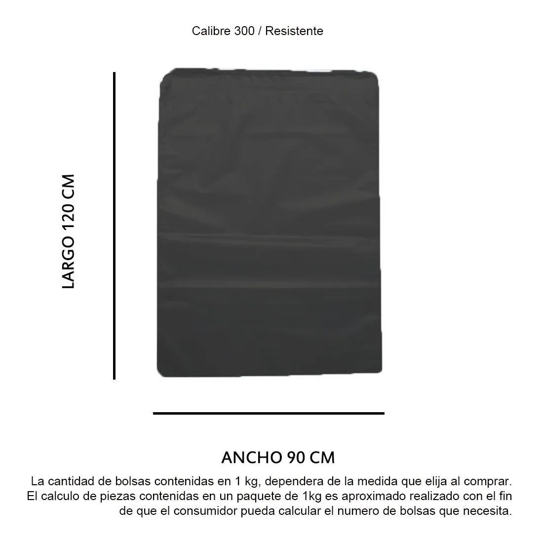1 Kg De Bolsa Negra Para Basura 90cmx120cm