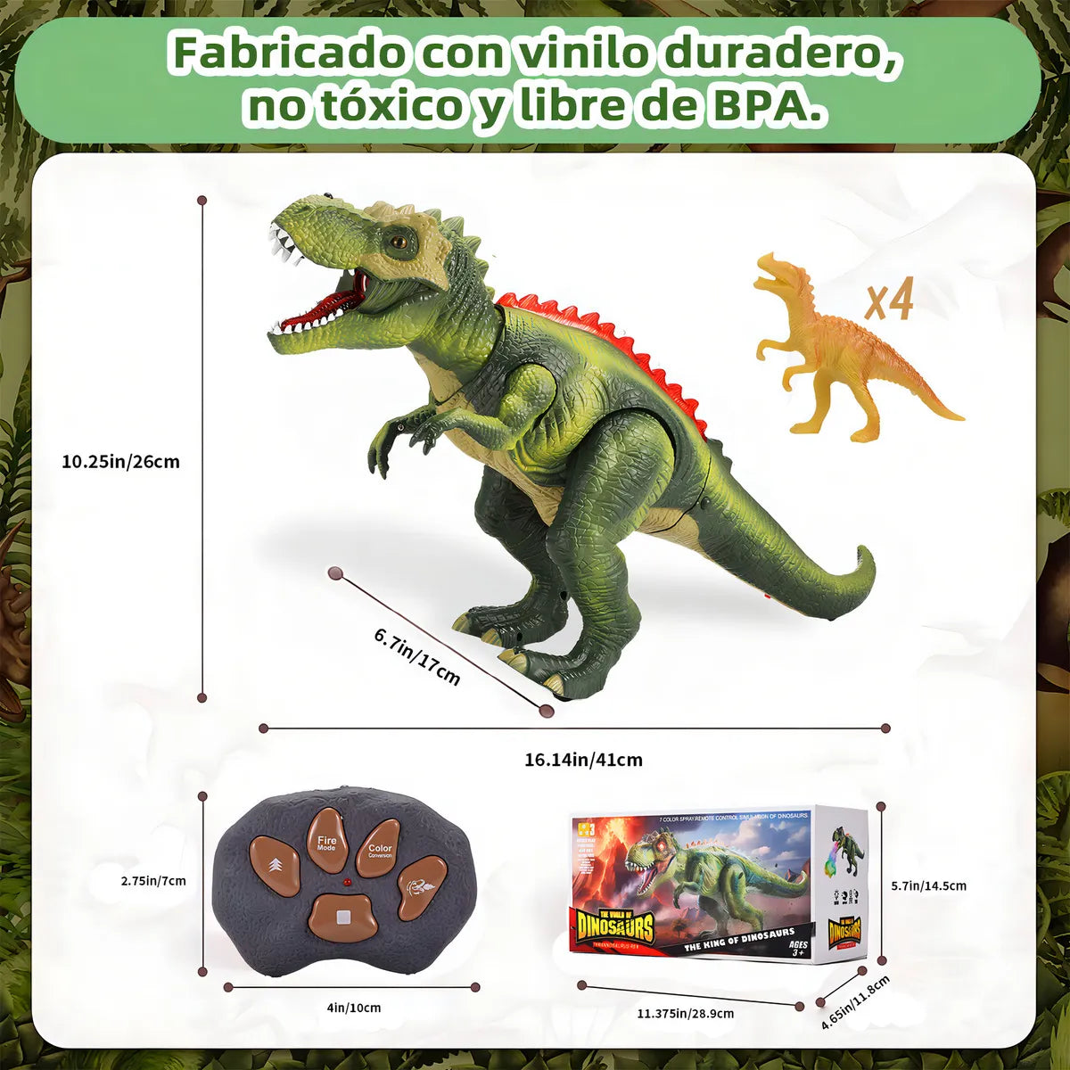 Dinosaurio Robot T-Rex con Control Remoto, Luz y Sonido Realista – Juguete Interactivo para Niños