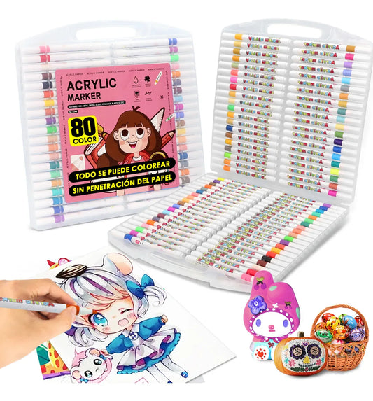 80 Colores Marcadores Acrílica Tinta A Base De Agua
