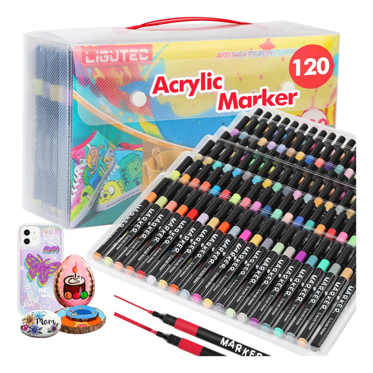 120 Colores Marcadores Acrílica Tinta A Base De Agua Para Cómic Diseño Dibujo Escolar No Toxico Para Niños Adultos